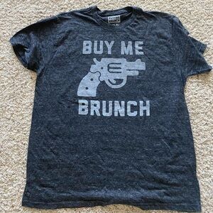 Men’s “Buy Me Brunch” Tee. Dark Charcoal Gray XL.